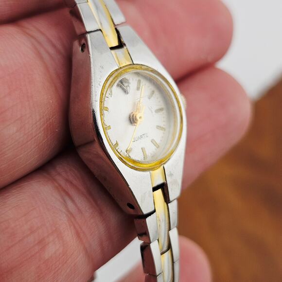 Two Tone Casual Bracelet Watch Thin Link Band Classic Minimalist Everyday Basic - Picture 3 of 7